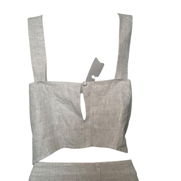 Reformation Olivia Linen Two Piece Set Size 12 NWT Oatmeal Crop Top & High Waist - Picture 9 of 11